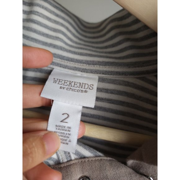 Weekends By chico's half snap buttons sweatshirt 2 - Picture 6 of 9